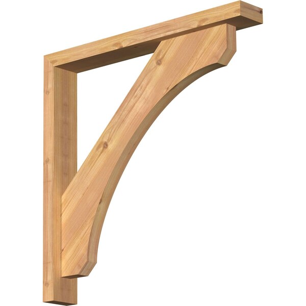 Ekena Millwork Legacy Block Smooth Bracket w/ Offset Brace, Western Red Cedar, 3 1/2"W x 26"D x 26"H BKT0402X26X26LEC05SWR - main